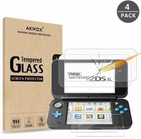 img 4 attached to 🔍 AKWOX Tempered Glass Top Screen Protector + HD Clear Bottom Filter for New Nintendo 2DS XL (4-Pack)