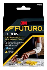 img 4 attached to 🖐️ FUTURO-MMM-379 Comfort Elbow Support: Medium Grey with Pressure Pads and Breathable Design