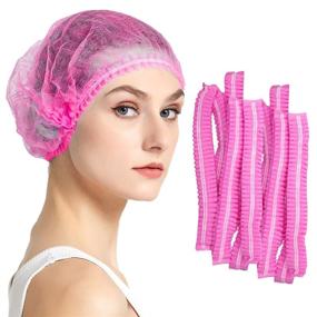 img 4 attached to 🎀 Abnaok Non Woven Disposable Dust Caps - 100 PCS Elastic Caps for Food and Medical Industries - Universal Size (Pink)