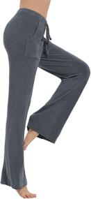 img 2 attached to Womens Pajama Wide Leg Soft Lounge Drawstring Pants Lightweight