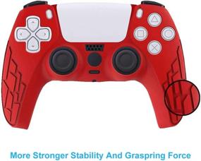 img 2 attached to 🎮 Aosai PS5 DualSense Controller Skin with Studded Anti-Slip Silicone Grip and FPS PRO Thumb Grips - Black + Red (Controller Skin x 2 + Thumb Grips x 8)