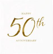 🥳 x&o paper goods 50th anniversary gold foil paper beverage napkins - pack of 20, 5 inch x 5 inch logo