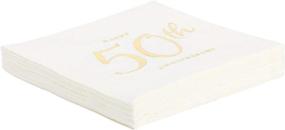 img 2 attached to 🥳 X&O Paper Goods 50th Anniversary Gold Foil Paper Beverage Napkins - Pack of 20, 5 inch x 5 inch