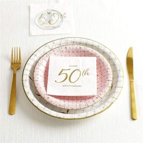 img 1 attached to 🥳 X&O Paper Goods 50th Anniversary Gold Foil Paper Beverage Napkins - Pack of 20, 5 inch x 5 inch