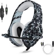🎧 ps4 gaming headset with microphone for pc new xbox one psp: camouflage gamer headphones with mic for laptop, mac, smart phones, nintendo switch - noise cancelling, surround stereo sound, volume control логотип