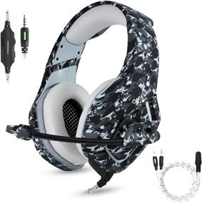 img 4 attached to 🎧 PS4 Gaming Headset with Microphone for PC New Xbox One PSP: Camouflage Gamer Headphones with Mic for Laptop, Mac, Smart Phones, Nintendo Switch - Noise Cancelling, Surround Stereo Sound, Volume Control