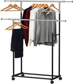 img 4 attached to 👕 Streamline Your Closet Organization: Black Simple Houseware Standard Double Rod Garment Rack