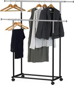 img 1 attached to 👕 Streamline Your Closet Organization: Black Simple Houseware Standard Double Rod Garment Rack