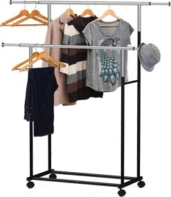 img 2 attached to 👕 Streamline Your Closet Organization: Black Simple Houseware Standard Double Rod Garment Rack