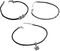 📿 ювелиры гурджари черный нить лаковые латунные насерианские браслеты для девочек (набор из 3) логотип