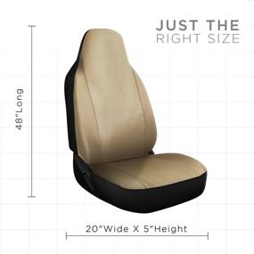 img 3 attached to Universal Fit Car Seat Cover - Two Solid Beige PU Leather Front Low Bucket Seat Set - Ideal for Cars, Trucks, SUVs, Vans - 2 pc Set