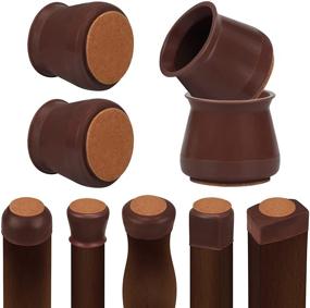 img 4 attached to 🪑 Silicone Chair Leg Floor Protectors with Felt Pads - Set of 16, Ideal for Hardwood Floors, Noiseless Furniture Movement & Scratch Protection