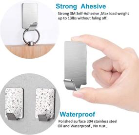 img 3 attached to 🔗 Stainless Steel Waterproof Adhesive Hooks - 13lb Max Heavy Duty Utility Hangers for Bathroom and Kitchen Organization - 12 Pack