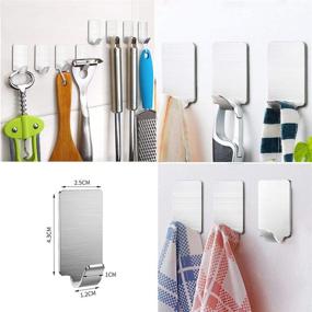 img 2 attached to 🔗 Stainless Steel Waterproof Adhesive Hooks - 13lb Max Heavy Duty Utility Hangers for Bathroom and Kitchen Organization - 12 Pack