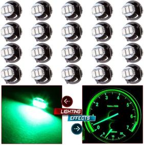 img 4 attached to Enhance Your Dashboard: cciyu 20 Pack T4/T4.2 Green Neo Wedge 3LED A/C Climate Control Light Bulbs for Indicator & Instrument Panel Replacement