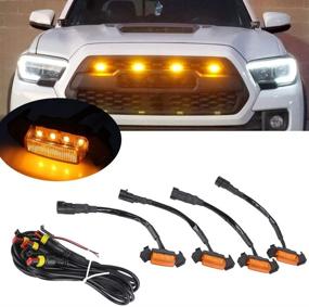 img 4 attached to 🚦 Amber LED Grille Lights for Toyota Tacoma TRD PRO 2016-2019 - Front Grille Light Lamp Kit with Fuse Adapter Wiring Harness and Smoked Lens (4 PCS)