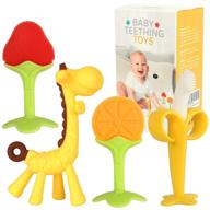 🍌 4-pack baby teething toys: bpa-free silicone banana & giraffe teethers for newborns - freezer safe – soothe infant & toddler gums - includes storage case logo