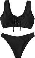 👙 sweatyrocks women's lace up solid color two piece bathing swimwear suits - sexy bikini set logo