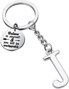 img 4 attached to FUSTMW Alphabet Initial Keychain: Personalized Letter Key Ring Pendant, Perfect for Inspirational Gifts