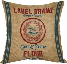 img 4 attached to 🛋️ Moslion Home Decorative Throw Pillow Cover Cotton Linen Cushion - Vintage Burlap Pattern, Flour Sack Inspired - Ideal for Couch, Sofa, Bedroom, Living Room, Kitchen, Car - 18 x 18 inch Square Pillow Case