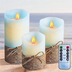 img 4 attached to SILVERSTRO Blue Flameless Candles with Remote: Perfect Nautical Theme Pillar Candles for Wedding, Christmas, and Home Decor!