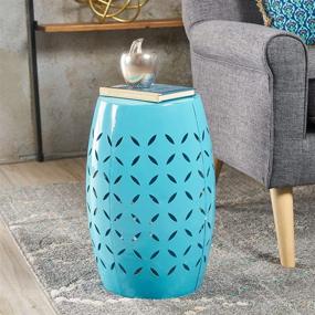 img 3 attached to 💙 Chic and Stylish Blue Iron Accent Table: Christopher Knight Home Jorell Lace Cut