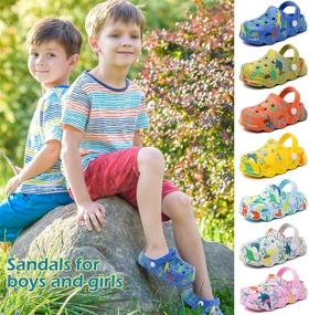 img 3 attached to Dinosaur Cartoon Sandals Toddler Numeric_10 Boys' Shoes for Clogs & Mules