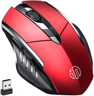 🖱️ inphic rechargeable wireless mouse - ergonomic 2.4g usb optical gaming mouse for pc computer laptop with nano receiver, 2000dpi 4 levels - windows mac linux compatible (red) logo