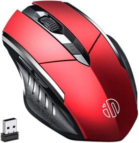 img 4 attached to 🖱️ Inphic Rechargeable Wireless Mouse - Ergonomic 2.4G USB Optical Gaming Mouse for PC Computer Laptop with Nano Receiver, 2000DPI 4 Levels - Windows Mac Linux Compatible (Red)