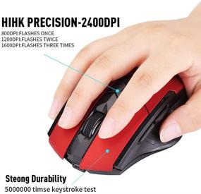 img 1 attached to 🖱️ Inphic Rechargeable Wireless Mouse - Ergonomic 2.4G USB Optical Gaming Mouse for PC Computer Laptop with Nano Receiver, 2000DPI 4 Levels - Windows Mac Linux Compatible (Red)