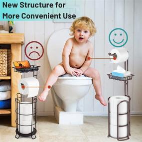 img 1 attached to 🚽 Bathroom Freestanding Toilet Paper Holder Stand with Storage Shelf for Wipes and Phone, Bronze - Holds 4 Mega Rolls, includes Reserve and Dispenser