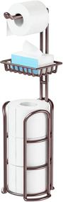 img 4 attached to 🚽 Bathroom Freestanding Toilet Paper Holder Stand with Storage Shelf for Wipes and Phone, Bronze - Holds 4 Mega Rolls, includes Reserve and Dispenser