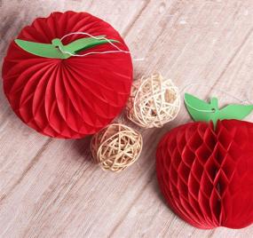 img 1 attached to 🍓 Hapy Shop 12-Piece Red Honeycomb Tissue Paper Fruit Decorations: Perfect for Baby Showers, School Parties & Garden Room Decor
