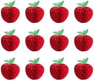 🍓 hapy shop 12-piece red honeycomb tissue paper fruit decorations: perfect for baby showers, school parties & garden room decor logo