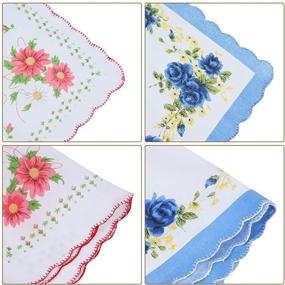img 2 attached to 🌸 Exquisite Vintage Floral Handkerchiefs: Exude Elegance with Hankies from Pieces