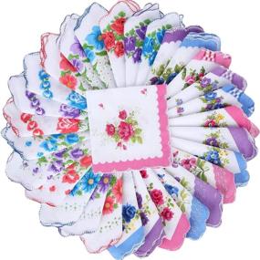 img 4 attached to 🌸 Exquisite Vintage Floral Handkerchiefs: Exude Elegance with Hankies from Pieces