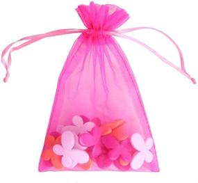 img 2 attached to 🎀 HOT PINK ATCG 200pcs 4x6 Inches Drawstring Organza Pouches: Perfect Wedding Party Jewelry Favor and Candy Bags