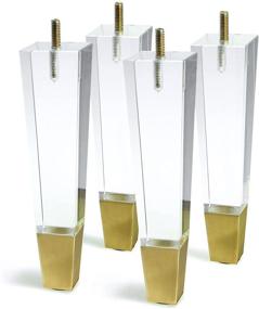 img 4 attached to Modern Clear Acrylic Furniture Legs Set of 4 – Step up your Cabinet Decor with DIY Replacement Feet (7.8inch Square)