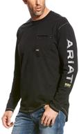 👕 ariat men's rebar sleeve black shirt: premium men's clothing for durability and style logo