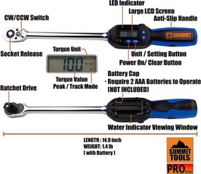 img 2 attached to 🔧 Набор ключей Summit Tools WSP4-135CN: цифровой моментный ключ 1/2 дюйма с ЖК-дисплеем, зуммером и набором головок - диапазон крутящего момента от 5 до 99,5 фунт-футов (6,8 - 135 Н·м)