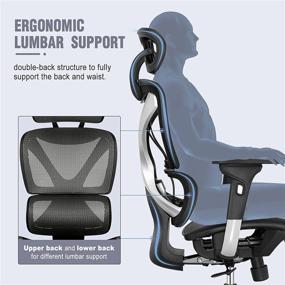 img 3 attached to 🪑 Gabrylly Ergonomic Office Chair: Large Mesh Chair with Lumbar Support, Adjustable Headrest & Armrests - High-Back Home Desk Chair with Tilt Function and Swivel - Perfect for Computer Executive Use