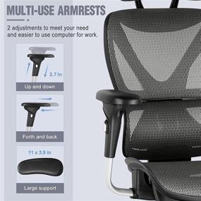 img 1 attached to 🪑 Gabrylly Ergonomic Office Chair: Large Mesh Chair with Lumbar Support, Adjustable Headrest & Armrests - High-Back Home Desk Chair with Tilt Function and Swivel - Perfect for Computer Executive Use