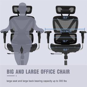 img 2 attached to 🪑 Gabrylly Ergonomic Office Chair: Large Mesh Chair with Lumbar Support, Adjustable Headrest & Armrests - High-Back Home Desk Chair with Tilt Function and Swivel - Perfect for Computer Executive Use