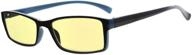 👓 eyekepper blue light blocking glasses: small rectangle lenses with yellow tinted lens - computer eyeglasses for eye strain relief (black-blue, +2.00) logo