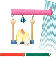 🐦 bird parrot perch toy with bell - stand, swing - ideal for cockatiel, african grey, macaw, lovebird, finch, canary, budgie, and more! логотип