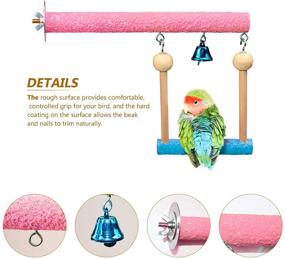 img 2 attached to 🐦 Bird Parrot Perch Toy with Bell - Stand, Swing - Ideal for Cockatiel, African Grey, Macaw, Lovebird, Finch, Canary, Budgie, and More!