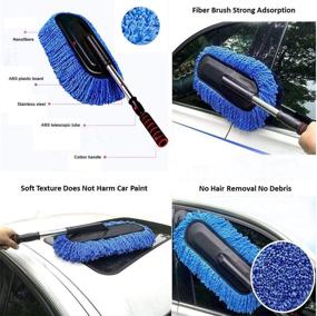 img 3 attached to Bargain Crusader Removable Telescopic Car Wax Drag Nano Fiber Car Wash Brush Car Dusting Tool Car Mop Wax Dash Duster Exterior Interior Cleaning Kit (Premium Car Duster 1 Pcs Set