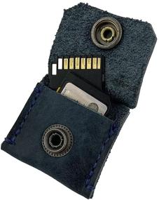 img 4 attached to 🎮 Handmade Rustic Leather Switch Cartridge Game Keychain & SD Card Holder in Slate Blue by Hide & Drink