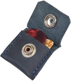 img 1 attached to 🎮 Handmade Rustic Leather Switch Cartridge Game Keychain & SD Card Holder in Slate Blue by Hide & Drink