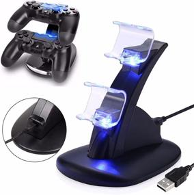 img 1 attached to 🎮 PS4 Controller Charger, Dual USB Fast Charging Station for Sony PS4 Controller – Compatible with Playstation 4 / PS4 Slim / PS4 PRO" by IHK